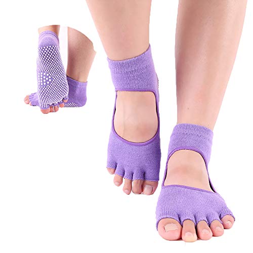 ThreeH Yoga Calcetines Antideslizantes Cinco dedos para mujeres Yoga Pilates Dance Ballet Pies abiertos Atrás 2 pares Tamaño4.5-7 ThreeH Yoga Calcetines Antideslizantes Cinco dedos para mujeres Yoga Pilates Dance Ballet Pies abiertos Atrás 2 pares Tamaño4.5-7