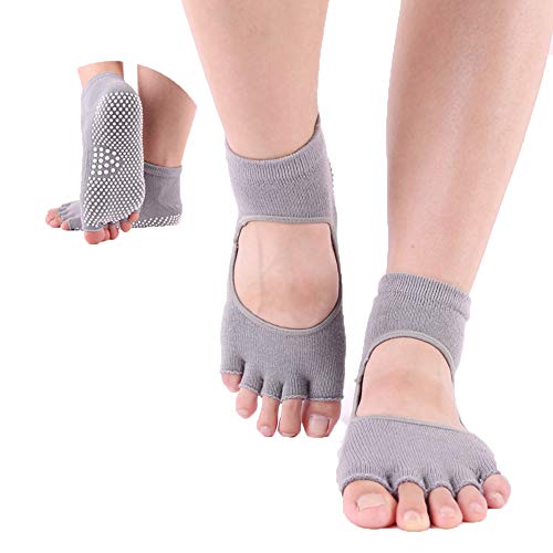 ThreeH Yoga Calcetines Antideslizantes Cinco dedos para mujeres Yoga Pilates Dance Ballet Pies abiertos Atrás 2 pares Tamaño4.5-7 ThreeH Yoga Calcetines Antideslizantes Cinco dedos para mujeres Yoga Pilates Dance Ballet Pies abiertos Atrás 2 pares Tamaño4.5-7