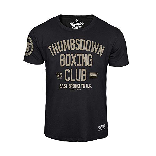 Thumbs Down Boxeo Palo Camiseta Oriente Brooklyn U. S. MMA. Gimnasio Entrenamiento. Marcial Artes Informal Negro - Negro, M
