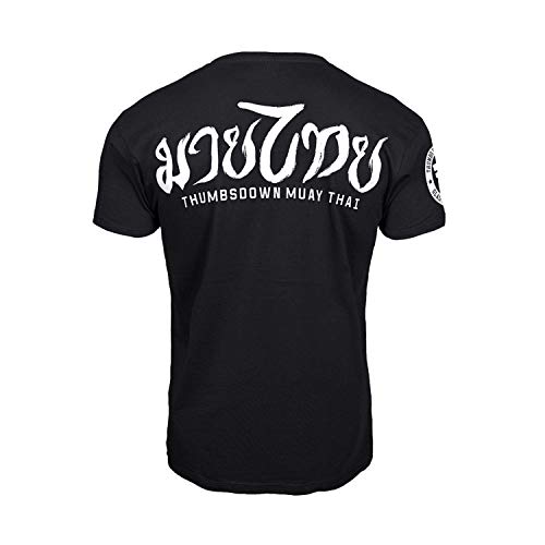 Thumbsdown Pulgares Down Muay Thai Bangkok Camiseta MMA. Gimnasio Entrenamiento. Marcial Artes Informal - Negro, Mediana