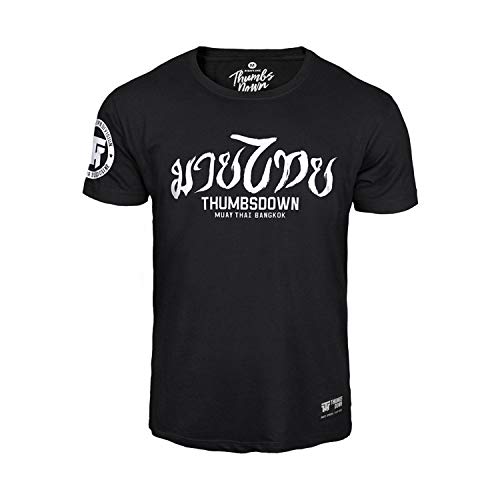 Thumbsdown Pulgares Down Muay Thai Bangkok Camiseta MMA. Gimnasio Entrenamiento. Marcial Artes Informal - Negro, Mediana Thumbsdown Pulgares Down Muay Thai Bangkok Camiseta MMA. Gimnasio Entrenamiento. Marcial Artes Informal - Negro, Mediana