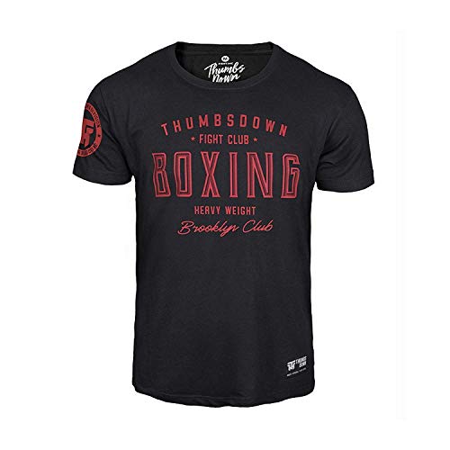 Thumbsdown Thumbs Down Boxeo Peso Pesado Camiseta Brooklyn Fight Club MMA. Gimnasio Entrenamiento. Marcial Artes Informal - Negro, X-Large