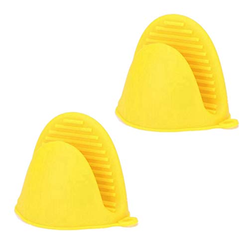 TIANOR Mini Cocina Grab Set Guante de Cocina de Silicona Pinza para Cocina Manoplas para Horno de Silicona Resistente al Calor Guantes de Horno Guantes y agarraderas Anti-Calor Oven Mitt (Amarillo)