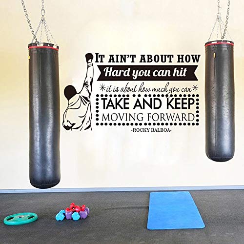 Tianpengyuanshuai Calcomanía de Pared de Boxeador Moderno Gimnasio Deportes Boxeo Inspirador Cita de Vinilo calcomanía de Pared -84x48cm