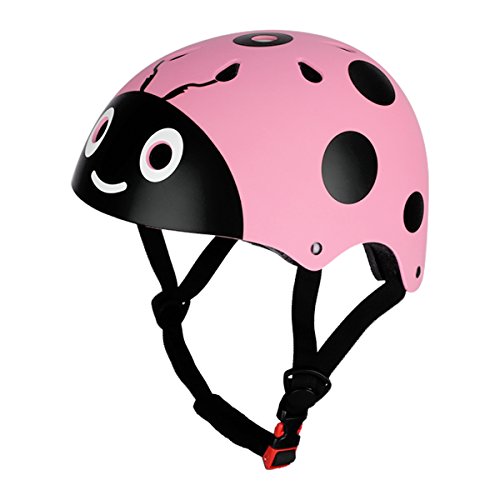 TiaoBug 7Pcs Casco Rodilleras Infántiles para Niños Niñas Equipamiento Protector para Aprender Patines Cilismo Bicicleta BMX Monopatín Juego con Muñequeras Coderas 1 Rosa Talla único