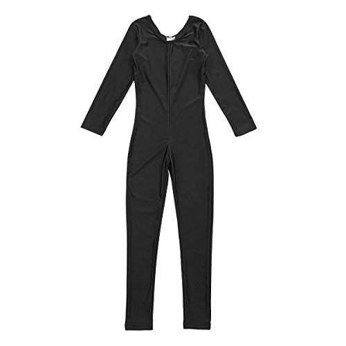 TiaoBug Bodies Jumpsuit Mono para Danza Gimnasia Rítmica Leotardo Body Básico Clásico Manga Larga para Ballet Deporte Niñas Niños 5-12 Años Negro 10-12 Años