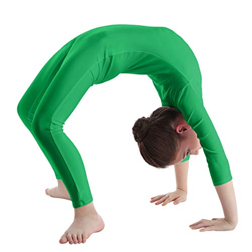 TiaoBug Bodies Jumpsuit Mono para Danza Gimnasia Rítmica Leotardo Body Básico Clásico Manga Larga para Ballet Deporte Niñas Niños 5-12 Años Verde 5-6 Años