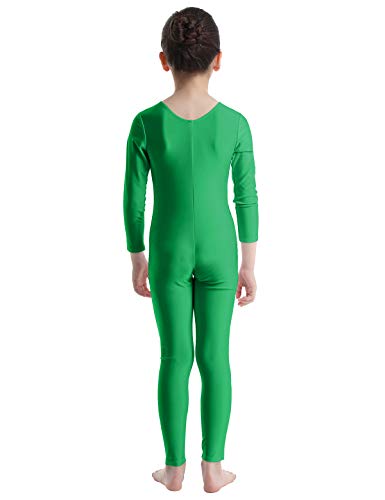 TiaoBug Bodies Jumpsuit Mono para Danza Gimnasia Rítmica Leotardo Body Básico Clásico Manga Larga para Ballet Deporte Niñas Niños 5-12 Años Verde 5-6 Años