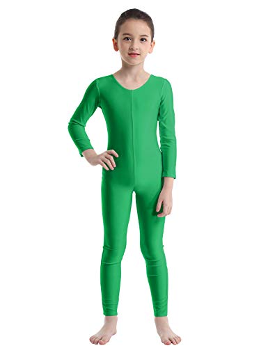 TiaoBug Bodies Jumpsuit Mono para Danza Gimnasia Rítmica Leotardo Body Básico Clásico Manga Larga para Ballet Deporte Niñas Niños 5-12 Años Verde 5-6 Años