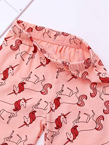 TiaoBug Chándal de Unicornio Conjunto de Ropa Deportiva para Niñas Pequeñas Sudadera sin Capucha Manga Larga Pantalones Largos Estampado de Unicornio Rosa A 3-4 años