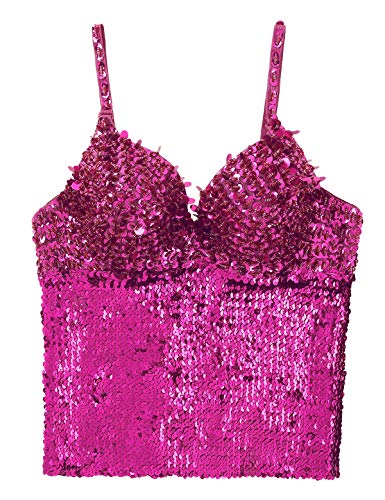 TiaoBug Crop Tops Tirantes Mujer Lentejuelas Sexy Sujetador Exterior con Aros Camiseta Deportiva de Danza Contemporánea Hip Hop Jazz Bustier Fiesta Clubwear Rosa Oscuro One Size TiaoBug Crop Tops Tirantes Mujer Lentejuelas Sexy Sujetador Exterior con Aros Camiseta Deportiva de Danza Contemporánea Hip Hop Jazz Bustier Fiesta Clubwear Rosa Oscuro One Size