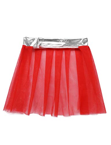 TiaoBug Disfraz Animadora Niña Vestido de Danza Moderna Ballet Jazz Hiphop Traje Deportivo de Ejercicios Aeróbicos Maillot Gimnasia Rítmica con Calcetines Rojo 110cm