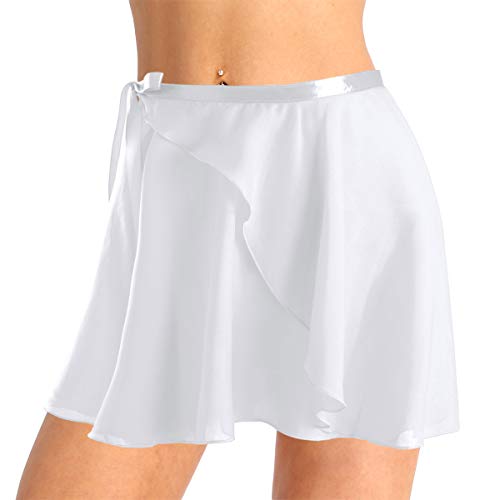TiaoBug Falda de Gasa Deportiva Niñas para Danza Ballet Gimnasia Patinaje Niñas Infántil y Mujer Adulta con Cinturilla para Leotardo Maillot Deporte Blanco One Size