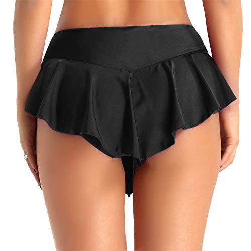 TiaoBug Falda Deporte de Patinaje para Mujeres Chicas Falda Negra con Bragas Interior para Danza Baile Ballet Gimnasia Femenina Negro Small