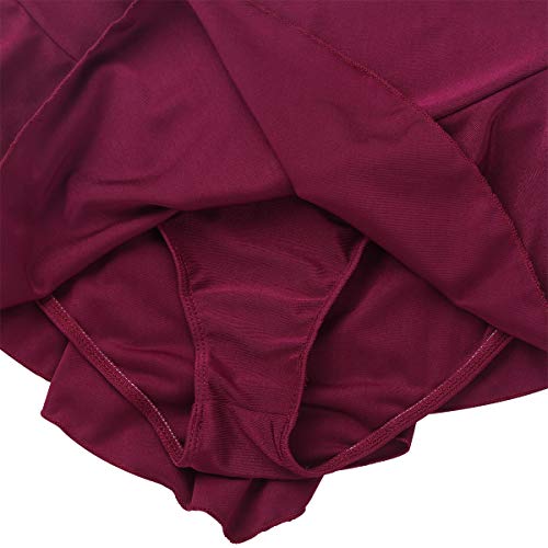 TiaoBug Falda Deporte de Patinaje para Mujeres Chicas Falda Negra con Bragas Interior para Danza Baile Ballet Gimnasia Femenina Wine_Red Small