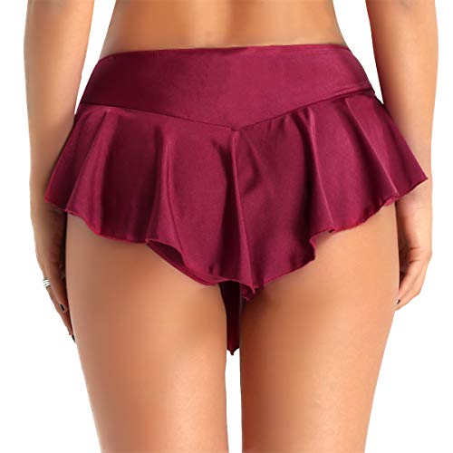 TiaoBug Falda Deporte de Patinaje para Mujeres Chicas Falda Negra con Bragas Interior para Danza Baile Ballet Gimnasia Femenina Wine_Red Small