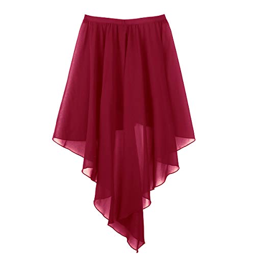 TiaoBug Falda Tul Mujer de Danza Ballet Falda Larga Irregular Cintura Elástica para Baile Gimnasia Ropa Danza Contemporánea Vientre Sevillanas Niñas Mujeres Wine_Red One_Size