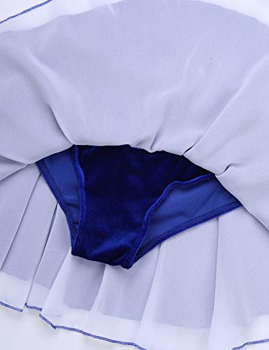 TiaoBug Faldas de Patinaje Artistico Niñas Infántil Cintura Elástica Tutú Falda de Danza Ballet Maillots Gimnasia Fitness Blue&White 10 Años