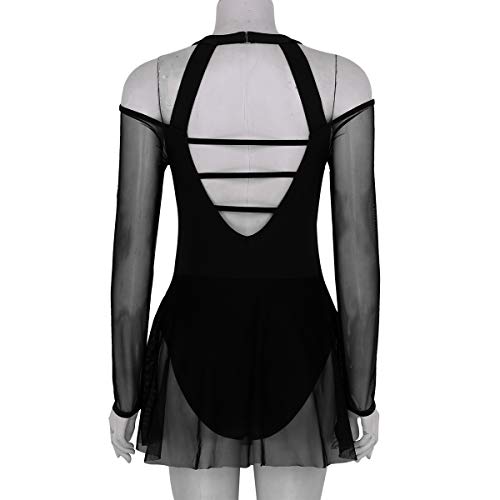 TiaoBug Leotardo Deportivo de Danza Ballet Vestido de Baile Manga Larga Cuello Cogido con Correas Espalda Básica Maillots Mujer Negro M TiaoBug Leotardo Deportivo de Danza Ballet Vestido de Baile Manga Larga Cuello Cogido con Correas Espalda Básica Maillots Mujer Negro M