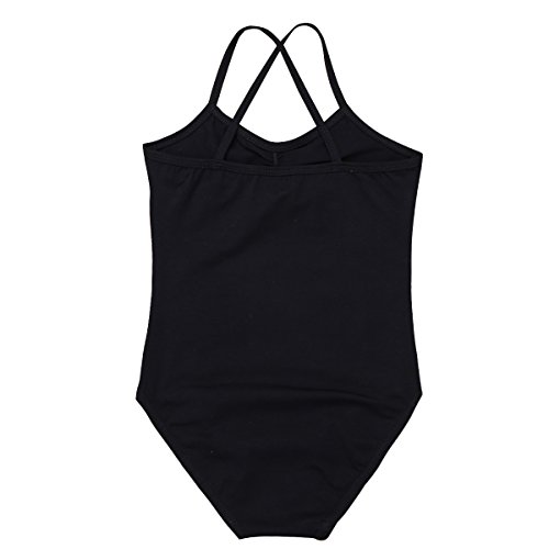 TiaoBug Maillot Ballet Negro Blanco de Danza Gimnasia para Niña Leotardo Blanco de Algodón Clásico Elástico con Tirantes Cruzados a la Espalda para Niña Chica 3-14 años Negro 12-14 años