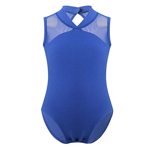 TiaoBug Maillot de Danza Ballet Niñas Maillot Leotardo sin Manga para Gimnasia Ritmica para Niñas 2-8 años Royal Blue 3-4 años