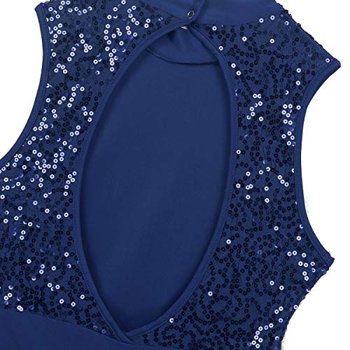 TiaoBug Maillots de Danza Ballet Contemporanea Mujer Tut'u Vestido Baile Lentejuelas de Tirantes Leotardo Gimnasia Falda Irregular Espalda Descubierta de Actuación Navy_Blue Medium TiaoBug Maillots de Danza Ballet Contemporanea Mujer Tut'u Vestido Baile Lentejuelas de Tirantes Leotardo Gimnasia Falda Irregular Espalda Descubierta de Actuación Navy_Blue Medium