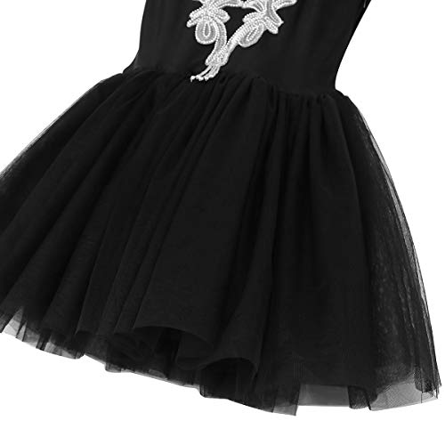 TiaoBug Mujer Adultas Vestido de Ballet Disfraz de Princesa Lago de Cisnes Vestido Sin Mangas Lentejuelas Tutú Falda para Actuación de Danza Negro S TiaoBug Mujer Adultas Vestido de Ballet Disfraz de Princesa Lago de Cisnes Vestido Sin Mangas Lentejuelas Tutú Falda para Actuación de Danza Negro S