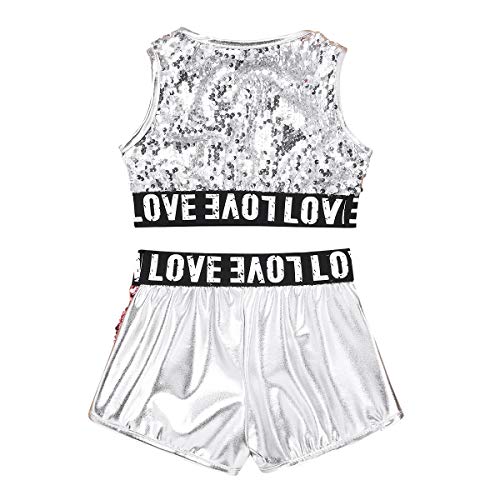 TiaoBug Ropa Deportiva de Danza Fitness Disfraz Niñas de Danza Moderna Jazz Hip Hop Lentejuelas Maillots Gimnasia Tank Top Deportivo Pantalones Cortos Gym Deportes Silver&Pink 10 años TiaoBug Ropa Deportiva de Danza Fitness Disfraz Niñas de Danza Moderna Jazz Hip Hop Lentejuelas Maillots Gimnasia Tank Top Deportivo Pantalones Cortos Gym Deportes Silver&Pink 10 años