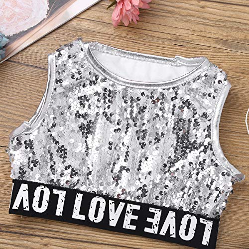 TiaoBug Ropa Deportiva de Danza Fitness Disfraz Niñas de Danza Moderna Jazz Hip Hop Lentejuelas Maillots Gimnasia Tank Top Deportivo Pantalones Cortos Gym Deportes Silver&Pink 10 años TiaoBug Ropa Deportiva de Danza Fitness Disfraz Niñas de Danza Moderna Jazz Hip Hop Lentejuelas Maillots Gimnasia Tank Top Deportivo Pantalones Cortos Gym Deportes Silver&Pink 10 años