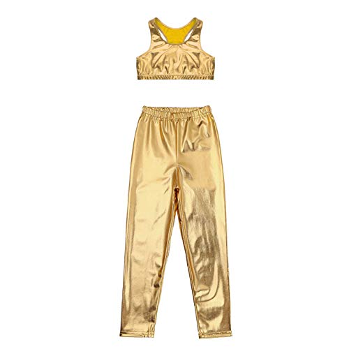 TiaoBug Traje Danza Jazz Maillot Gimnasia Rítmica Niñas Maillot Patinaje Ballet Chaleco Pantalones Metálico Brillante Conjunto de Bailarina Actuación 5-12 Años Dorado A 9-10 años TiaoBug Traje Danza Jazz Maillot Gimnasia Rítmica Niñas Maillot Patinaje Ballet Chaleco Pantalones Metálico Brillante Conjunto de Bailarina Actuación 5-12 Años Dorado A 9-10 años