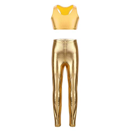 TiaoBug Traje Danza Jazz Maillot Gimnasia Rítmica Niñas Maillot Patinaje Ballet Chaleco Pantalones Metálico Brillante Conjunto de Bailarina Actuación 5-12 Años Dorado A 9-10 años TiaoBug Traje Danza Jazz Maillot Gimnasia Rítmica Niñas Maillot Patinaje Ballet Chaleco Pantalones Metálico Brillante Conjunto de Bailarina Actuación 5-12 Años Dorado A 9-10 años