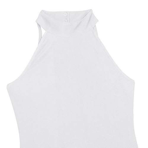 TiaoBug Vestido Largo de Danza Ballet Contemporanea Mujer Maillot Gimnasia Clásico Adultos Bodys Básico Leotardo con Tutú Falda Mallas Deportiva Baile Niñas Blanco Medium