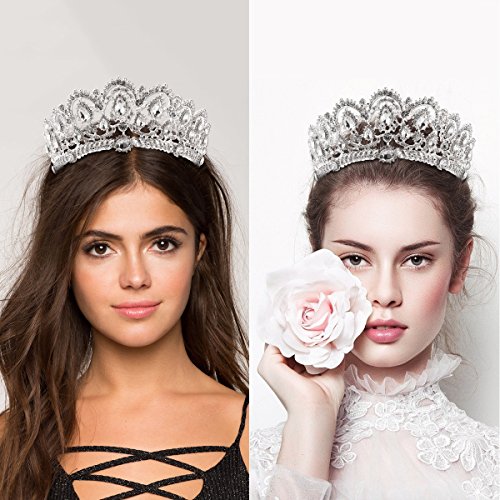 Tiara de novia con diamantes de imitación y peinetas laterales, marca Frcolor Tiara de novia con diamantes de imitación y peinetas laterales, marca Frcolor