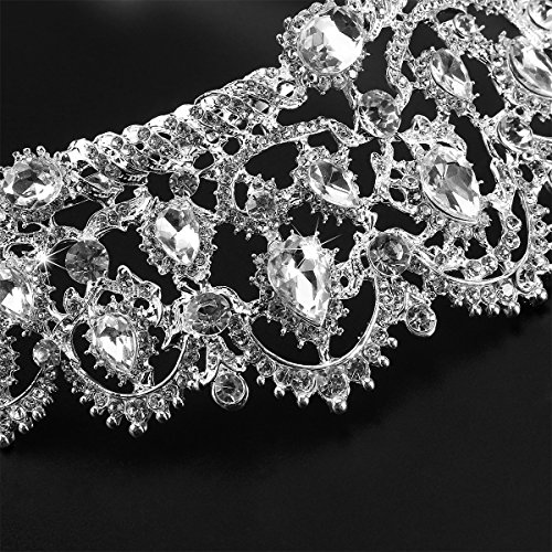 Tiara de novia con diamantes de imitación y peinetas laterales, marca Frcolor Tiara de novia con diamantes de imitación y peinetas laterales, marca Frcolor