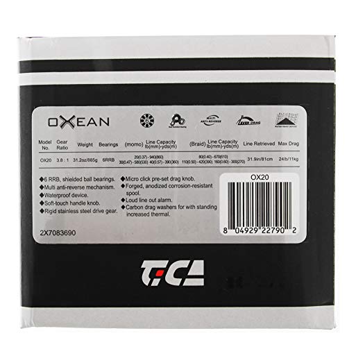 Tica OXEAN OX20 Carrete de Pesca, Negro, 3.8