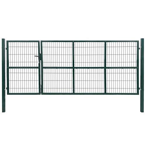 Tidyard Acero Verja Mallada Puerta Barrera Exterior Cercas para Jardín Puerta de Valla de jardín con Postes Acero Verde 350x140 cm Tidyard Acero Verja Mallada Puerta Barrera Exterior Cercas para Jardín Puerta de Valla de jardín con Postes Acero Verde 350x140 cm