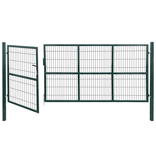 Tidyard Acero Verja Mallada Puerta Barrera Exterior Cercas para Jardín Puerta de Valla de jardín con Postes Acero Verde 350x140 cm Tidyard Acero Verja Mallada Puerta Barrera Exterior Cercas para Jardín Puerta de Valla de jardín con Postes Acero Verde 350x140 cm