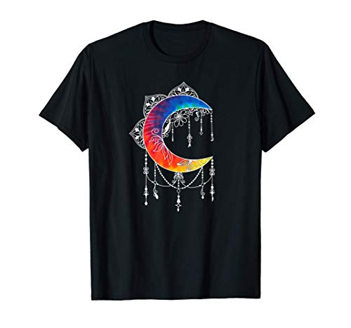 Tie Dye Media Luna Mandala Gran Meditación Zen Camiseta