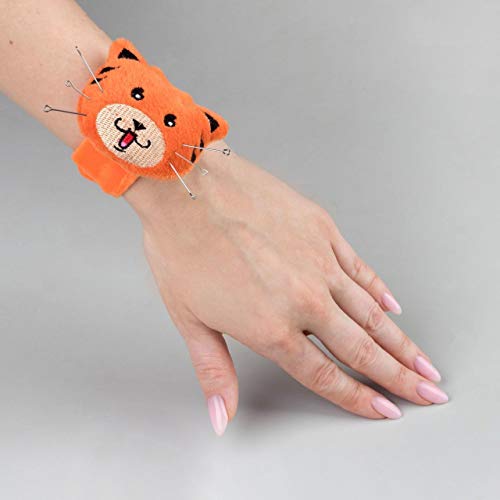 Tigre Naranja de Pinzamiento de Pulsera de Costura Artesanal de Accesorios, Adaptar Pin Slap Pulsera de la Muñeca, el Bordado de la Aguja de la Pulsera, 23 x 6.5 cm