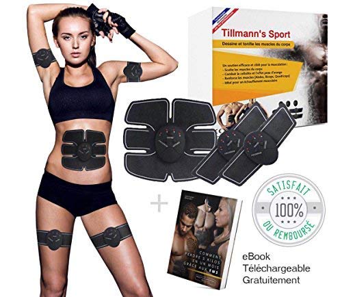 Tillmann's Sport Electroestimulador muscular: EMS, con almohadillas abdominales, de brazos y piernas para un cuerpo esculpido, ideal para adultos unisex, tonifica tu cuerpo