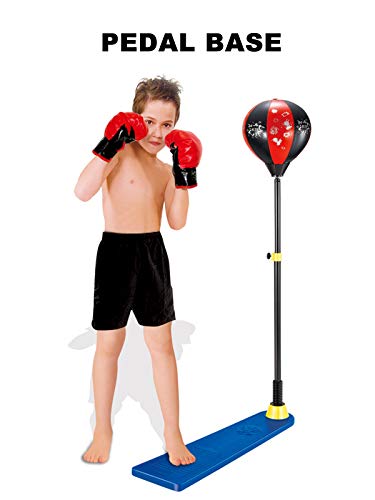 TIM-LI Juego De Sacos De Boxeo para Niños con Soporte/Guantes De Boxeo/Bomba De Mano, Altura Ajustable, para Niños De 4 5 6 7 8 Años En Adelante, Niñas