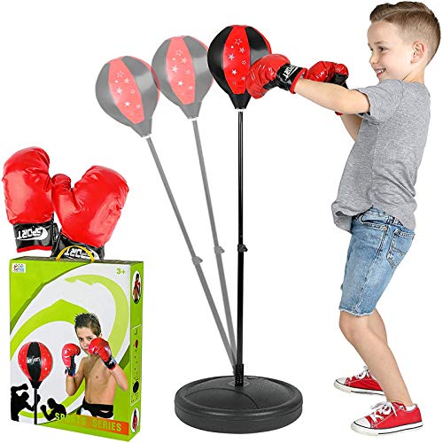 TIM-LI Saco De Boxeo Portátil con Bomba/Guantes De Boxeo, Fácil De Montar, Altura Ajustable para Niños Y Niñas De 3 A 8 Años TIM-LI Saco De Boxeo Portátil con Bomba/Guantes De Boxeo, Fácil De Montar, Altura Ajustable para Niños Y Niñas De 3 A 8 Años
