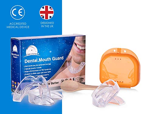 Time2Sleep - 4 x Férula Dental de Descarga anti Bruxismo - Protector Bucal para Dormir - Aparato Dental Antironquidos y Trastornos de la ATM - Solución Antironquidos