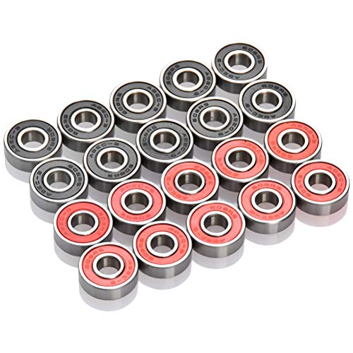 TIMESETL 20 PCS 608-2RS Rodamiento de Bolas - Rodamientos 608rs de Ranura Profunda en Miniatura con blindaje Doble Sellado de Goma para monopatines, Patines en línea, Scooters, Patines de Rodillos