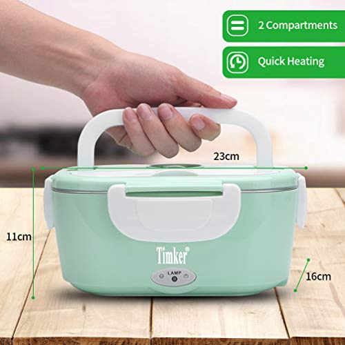 Timker 12V 24V 220V Fiambrera Electrica 3 in 1 para Coche/Camión y Trabajo Termo Comida 40W con Dos Compartimentos Bandeja Extraíble de Acero 304 Inoxidable Portátil 1.5L-304 Tenedor y Cuchara Timker 12V 24V 220V Fiambrera Electrica 3 in 1 para Coche/Camión y Trabajo Termo Comida 40W con Dos Compartimentos Bandeja Extraíble de Acero 304 Inoxidable Portátil 1.5L-304 Tenedor y Cuchara