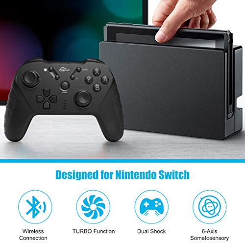 Timoom Mandos para Nintendo Switch, Wireless Bluetooth Pro Controller Gamepad Joystick Controlador Inalámbrico con Función Gyro Axis/Dual Shock y Turbo para Switch/Lite
