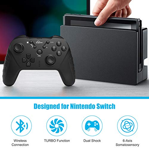 Timoom Mandos para Nintendo Switch, Wireless Bluetooth Pro Controller Gamepad Joystick Controlador Inalámbrico con Función Gyro Axis/Dual Shock y Turbo para Switch/Lite Timoom Mandos para Nintendo Switch, Wireless Bluetooth Pro Controller Gamepad Joystick Controlador Inalámbrico con Función Gyro Axis/Dual Shock y Turbo para Switch/Lite
