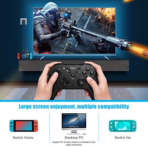 Timoom Mandos para Nintendo Switch, Wireless Bluetooth Pro Controller Gamepad Joystick Controlador Inalámbrico con Función Gyro Axis/Dual Shock y Turbo para Switch/Lite