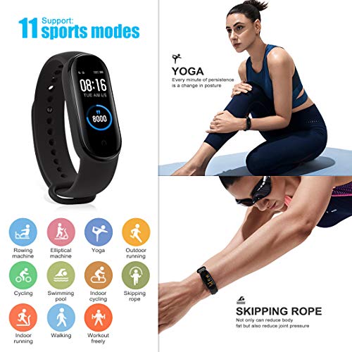 Timoom-tech Xiaomi Band 5 Pulsera de Actividad Inteligente, Fitness Tracker, Monitor de Ritmo Cardíaco, Smartwatch con 1.1''Pantalla AMOLED a Color,100+ diales de Temas, 11 Modos Deportivos, Negro