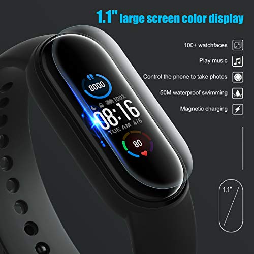 Timoom-tech Xiaomi Band 5 Pulsera de Actividad Inteligente, Fitness Tracker, Monitor de Ritmo Cardíaco, Smartwatch con 1.1''Pantalla AMOLED a Color,100+ diales de Temas, 11 Modos Deportivos, Negro